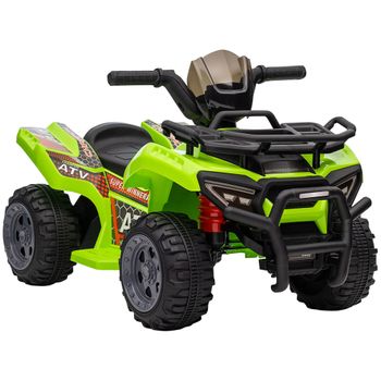 Quad Eléctrico 6v Para Niños De +18 Meses Con Faros Verde Homcom