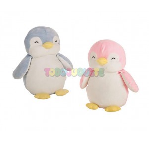 Peluche Pingüino Extrasuave 25cm Rosa/Azul