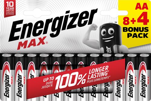 Pilas Energizer Max Alcalinas AA 8 + 4