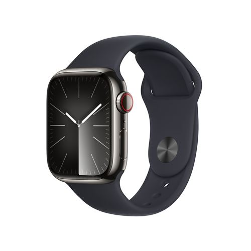 Apple Watch S9 LTE  41mm Caja de acero inoxidable Grafito y correa deportiva Medianoche - Talla S/M