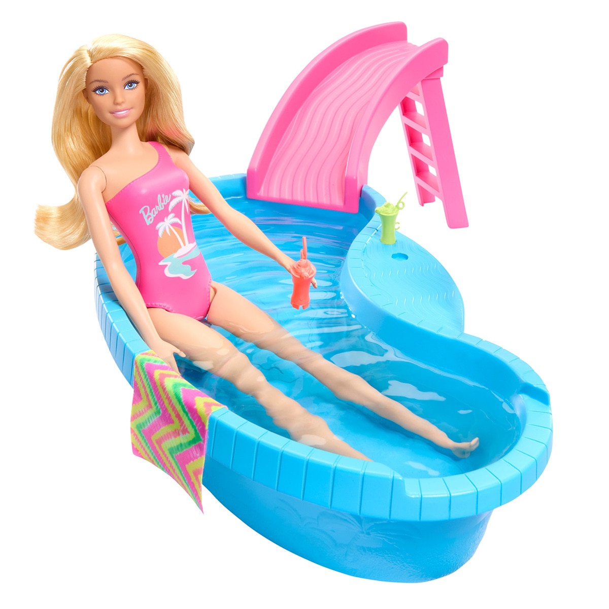 Barbie - Barbie Muñeca rubia con piscina.