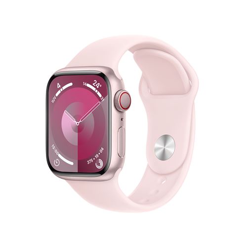 Apple Watch S9 LTE  41mm Caja de aluminio Rosa y correa deportiva Rosa claro - Talla S/M