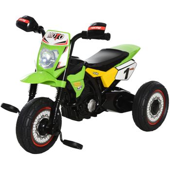 Moto Infantil Con 3 Ruedas Verde Homcom