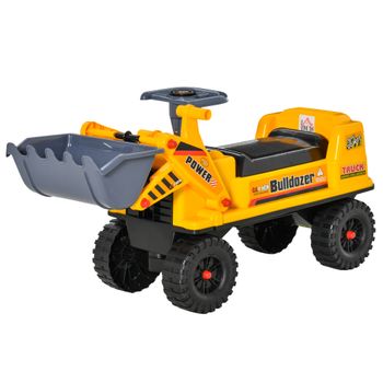 Tractor Sin Pedales Para Niños Con Pala Excavadora Amarillo Homcom