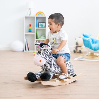 Balancín De Madera Cebra - Caballo Balancín De Peluche Para Niños Y Bebés