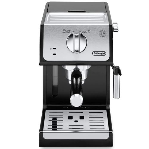 Cafetera Espresso manual De'Longhi ECP33.21.BK, apagado automático, 15 bar, 1100 W, 1.1 l, 2 cafés, Plata y Negro