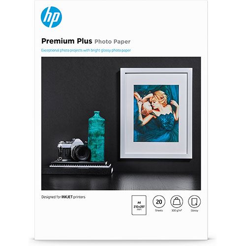 HP CR672A Papel fotográfico satinado Premium Plus 20 hojas A4