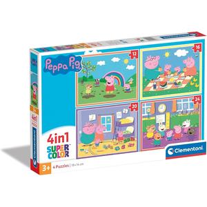 Clementoni - Peppa Pig - Puzzle infantil 4 en 1: Conjunto de 12, 16, 20 y 24 piezas Peppa Pig ㅤ