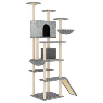 Rascador Para Gatos Con Postes De Sisal Gris Claro 191 Cm Vidaxl