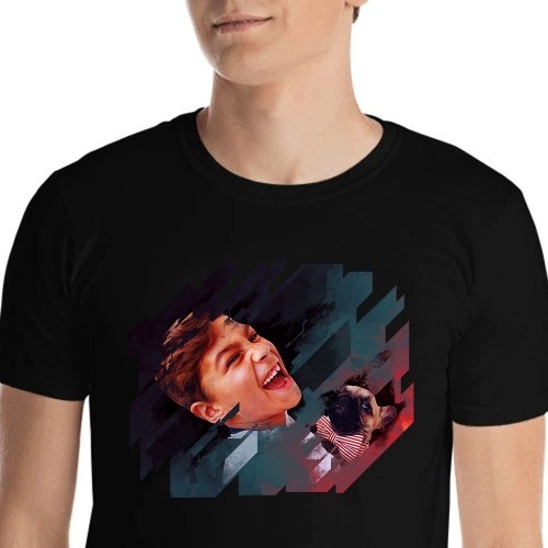 Mascochula camiseta hombre electronic personalizada con tu macsota negro