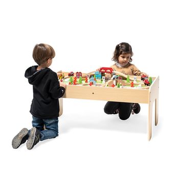 Mesa De Actividades Con Pista De Madera Blanco - Cocinas Infantiles De  Para Niños