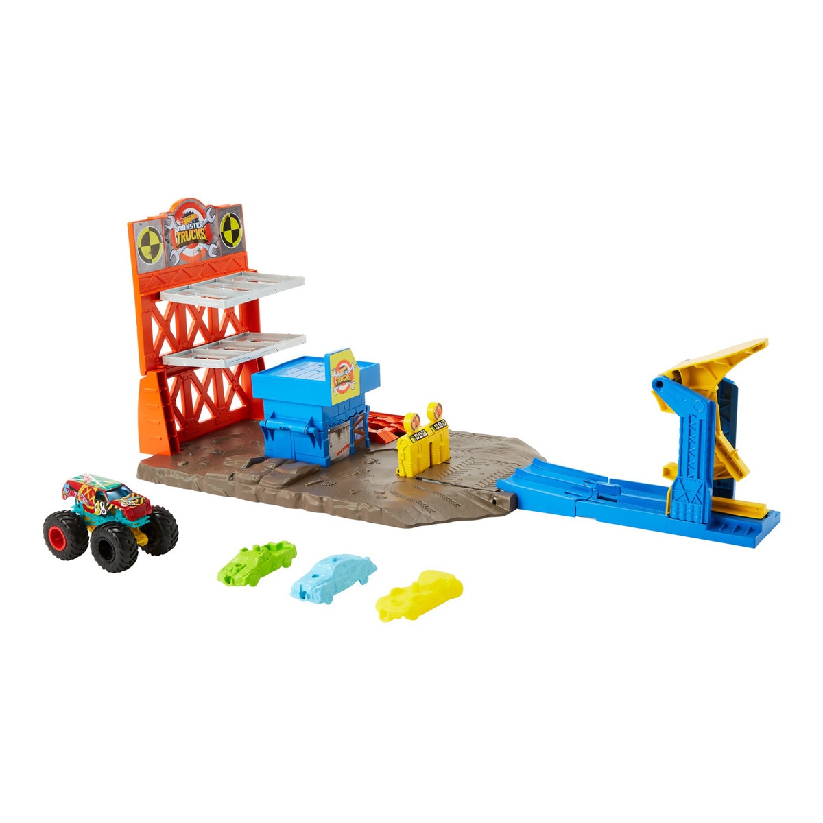 Hot Wheels - Monster Trucks Gasolinera, Pista De Coches De