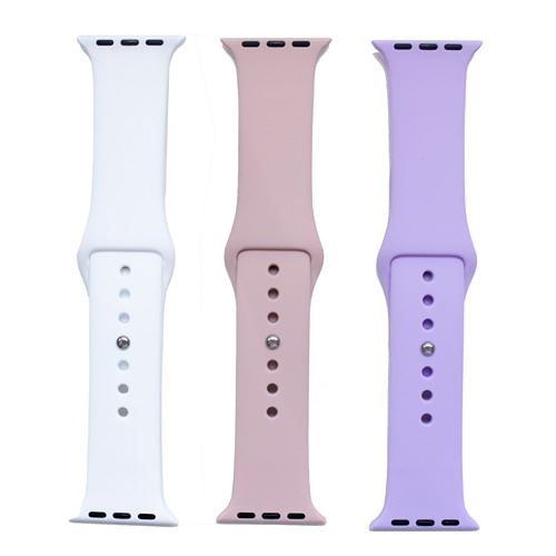 Set 3 correas de silicona Blanco/Rosa/Lila para Apple Watch 38/40/41 mm