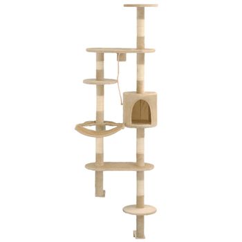 Rascador De Gatos De Pared Con Poste De Sisal 194 Cm Beige Vidaxl