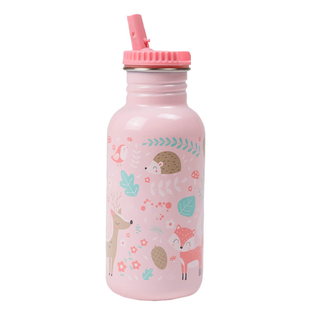 Botella de agua personalizable para niños con diseño de animales del bosque