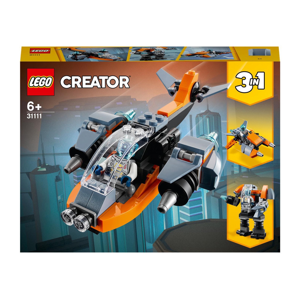 LEGO - Ciberdrón Set De Construcción Con Cibermeca Y Cibermoto Creator 3 En 1