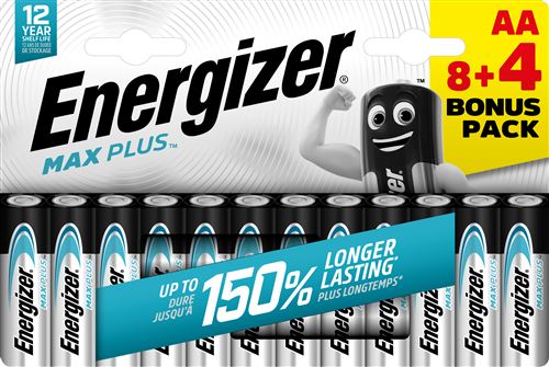 Pilas alcalinas Energizer Max Plus AA LR6 - 8+4 unidades