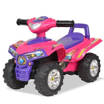 Quad Atv Correpasillos Infantil Con Sonidos Y Luces Rosa Morado Vidaxl