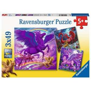 Ravensburger - Puzzle Criaturas mitológicas, colección 3x49 piezas, fantasía ㅤ