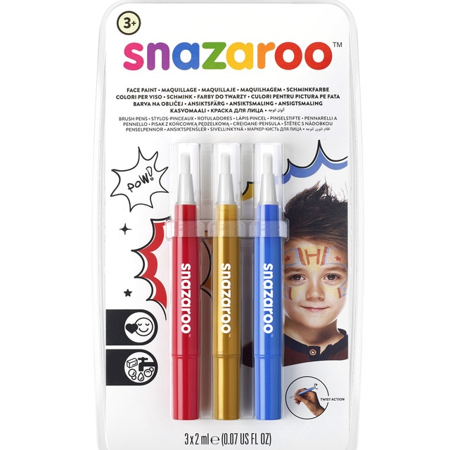 Snazaroo - Set 3 Rotuladores Maquillaje Snazaroo Rojo, Oro y Azul.