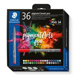 Estuche con 36 rotuladores STAEDTLER Pigment Arts con punta pincel – varios colores