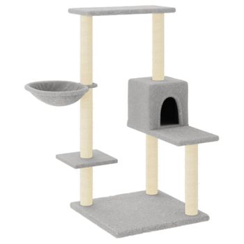 Rascador Para Gatos Con Postes De Sisal Gris Claro 95 Cm Vidaxl