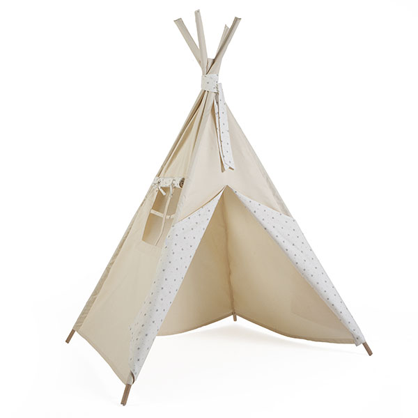 Tipi beige y blanco estampado estrellitas