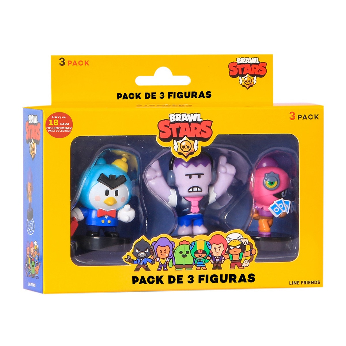 Bizak - Pack 3 Figuras De  Coleccionables Con Personajes Del Videojuego Brawl Stars