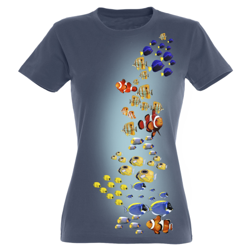 Camiseta Mujer Peces de colores color Azul