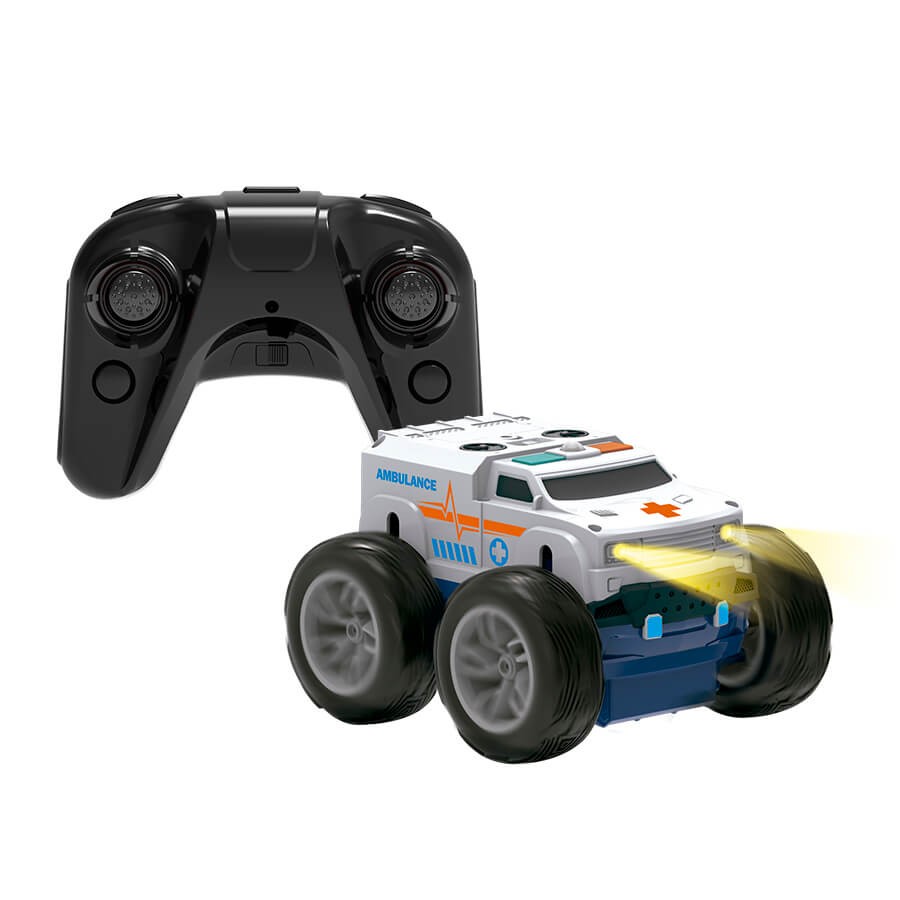 Coche con radiocontrol reversible Rescue Racer azul y gris