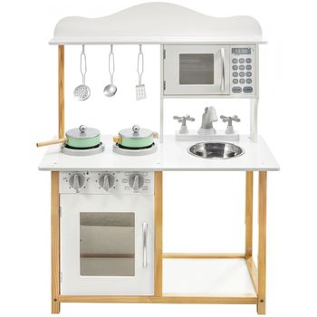 Cocina Infantil De Madera Mamabrum 60*30*84 Cm - Accesorios Horno + Delantal Chef