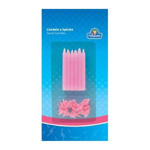 Pack 12 velas rosas en espiral