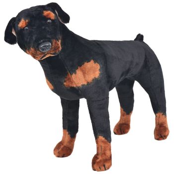 Perro Rottweiler De Peluche De Pie Negro Y Marrón Xxl Vidaxl