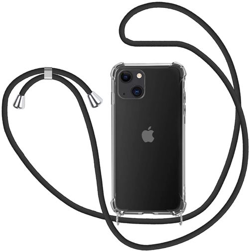 Funda Transparente 4-ok + cuerda Negro para iPhone 14 Plus