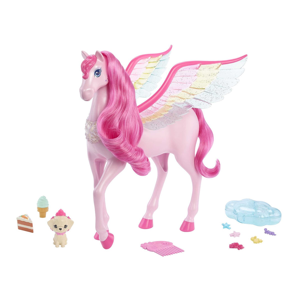 Mattel - Muñeca Barbie Un toque de magia Caballo alado con luces y sonidos Pegaso.