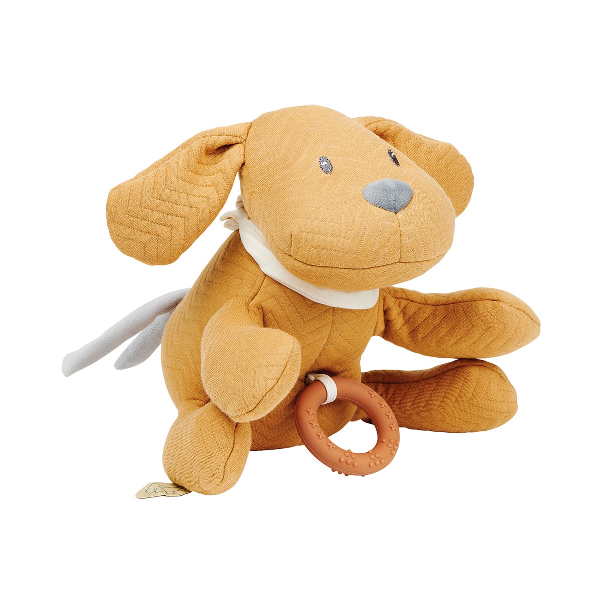 Nattou - Peluche musical jacquard perrito Charlie Nattou caramelo.