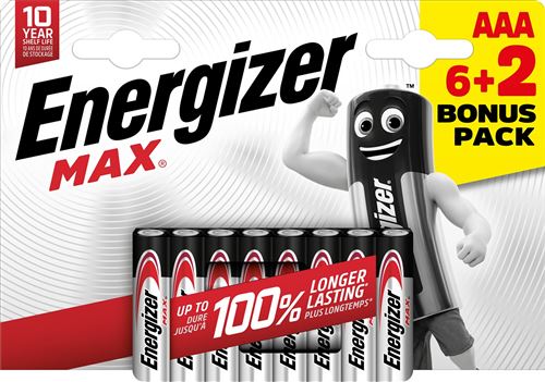 Pilas alcalinas AAA Energizer Max - 6+2 unidades