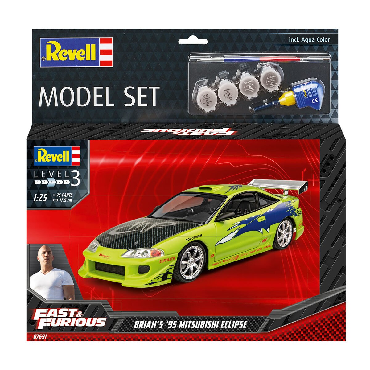 Revell - Maqueta Mitsubishi Eclipse 1995 Fast & Furious Brian con accesorios básicos Revell.