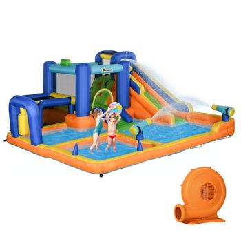 Castillo Hinchable Infantil Con Tobogán Piscina Multicolor Outsunny