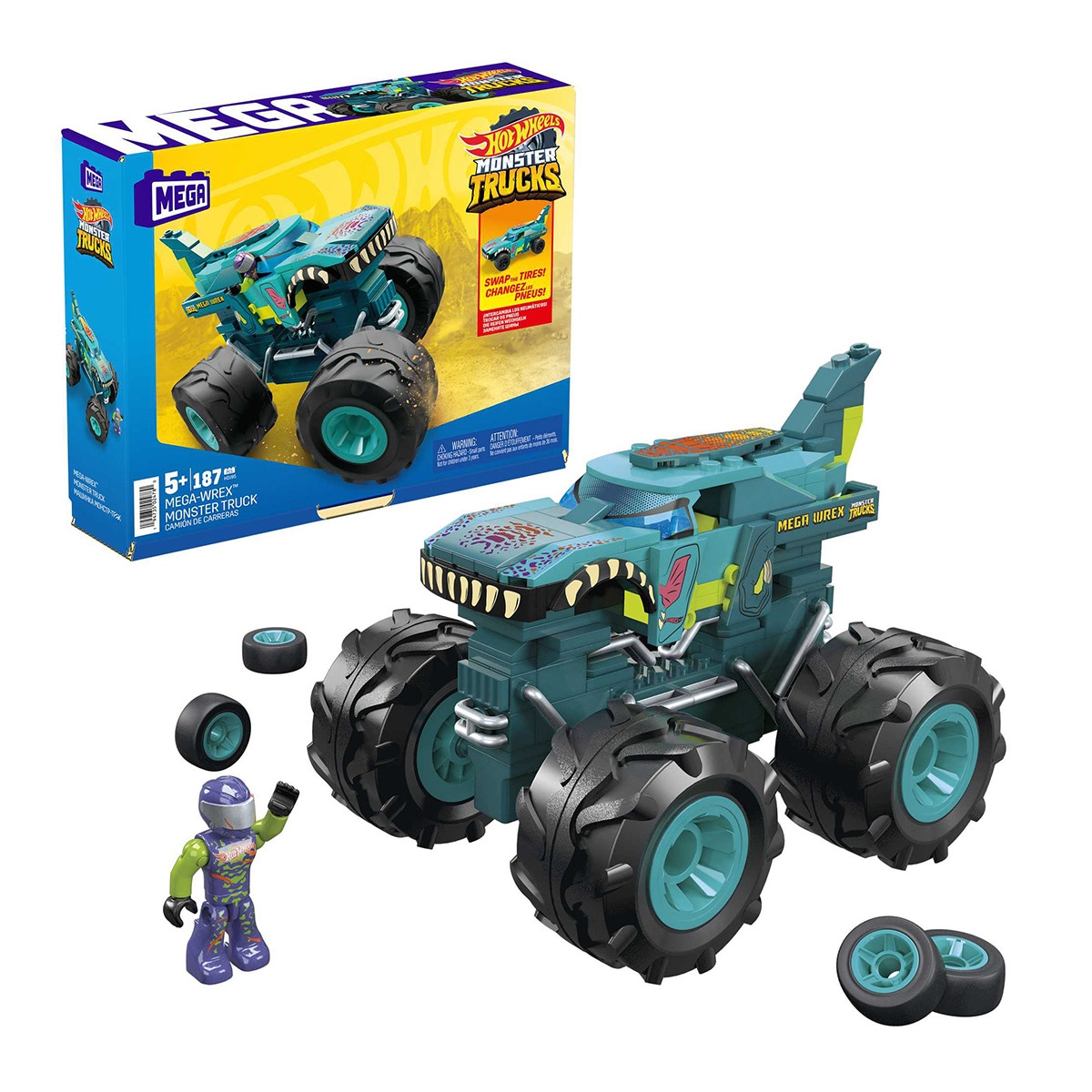 Hot Wheels - MEGA Construx Monster Trucks Mega-Wrex Coche De Bloques De Construcción