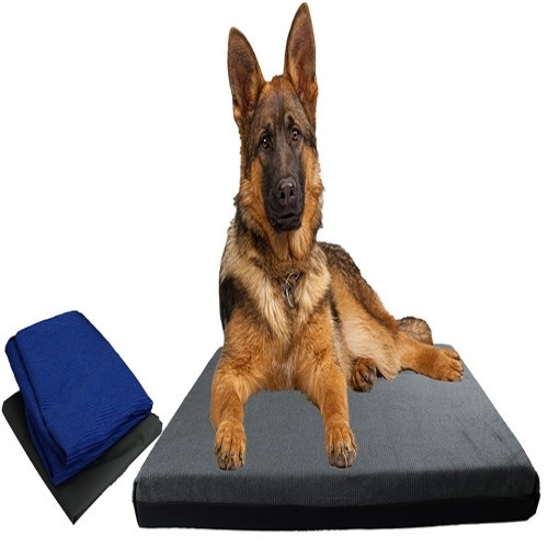 Cama con doble funda de pana para perros color Gris