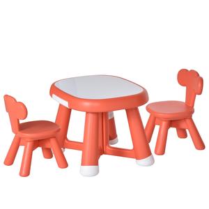 Homcom - Conjunto Mesa + 2 Sillas infantiles Rojo coral