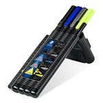 Pack 4 rotuladores STAEDTLER 34 SB4B Triplus mobile office punta fina con estuche y regla