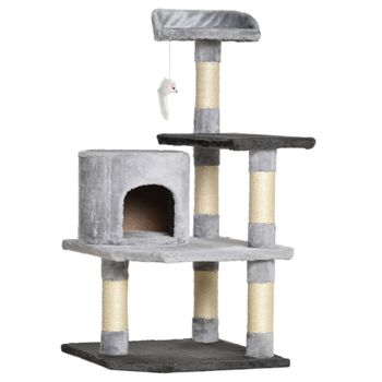 Árbol Para Gatos De Aglomerado Sisal Felpa 48x48x100cm - Pawhut.gris