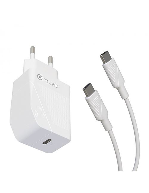 Cargador Muvit for change USB-C 20W Blanco 1m