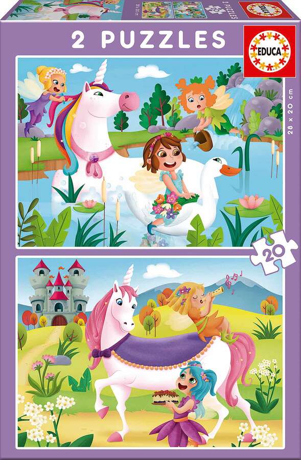 Puzzle Educa Unicornis y hadas