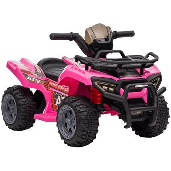 Quad Eléctrico 6v Para Niños De 18-36 Meses Con Faros Rosa Homcom