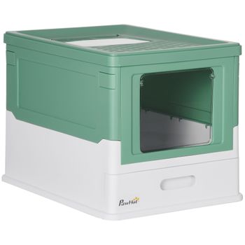 Caja De Arena Plegable Para Gatos De Pp 47,5x35,5x36,7cm-pawhut.verde