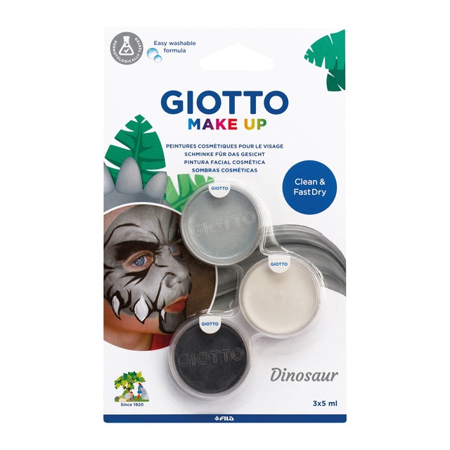 Giotto - Blíster 3 unidades de pintura facial cosmética temática dinosaurio Make Up Giotto.