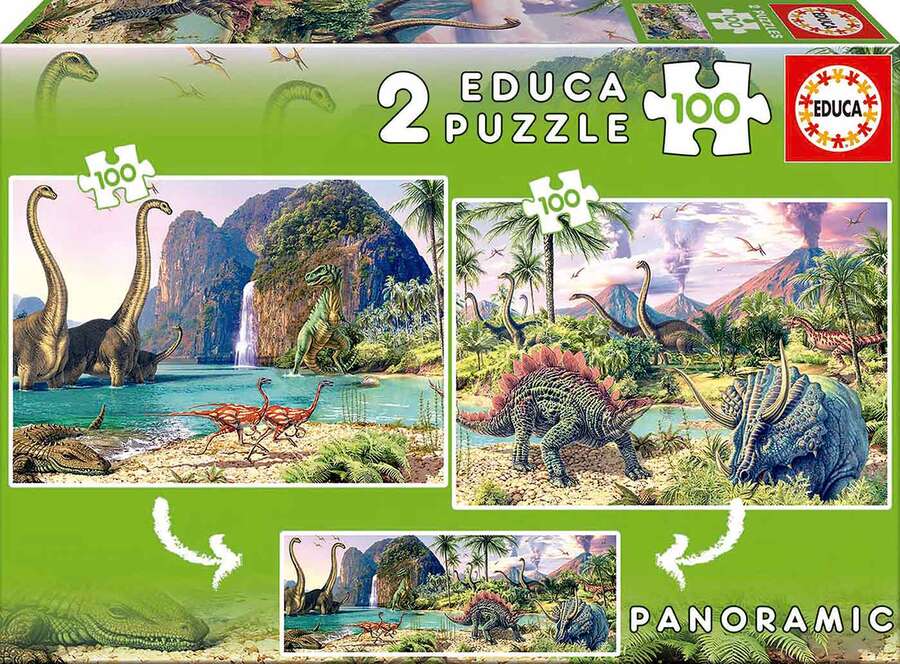 Puzle 2x100 piezas Dino World